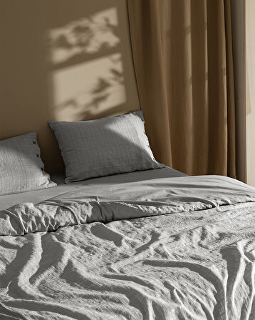 Lumiere Family Size %100 Pamuk Armürlü Nevresim Takımı - Açık Gri