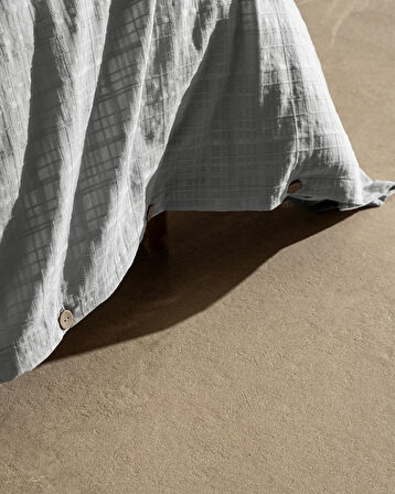 Lumiere Family Size %100 Pamuk Armürlü Nevresim Takımı - Açık Gri