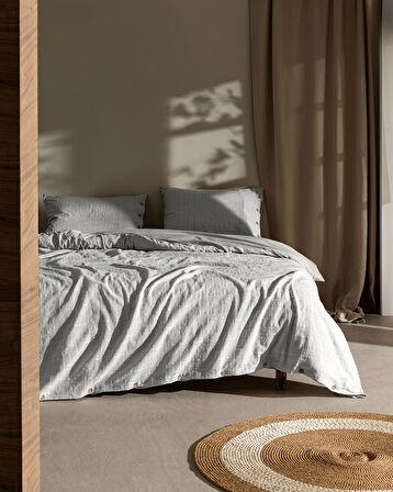 Lumiere King Size %100 Pamuk Armürlü Nevresim Takımı - İndigo