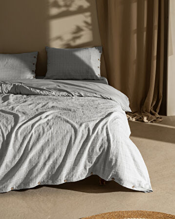 Lumiere King Size %100 Pamuk Armürlü Nevresim Takımı - İndigo