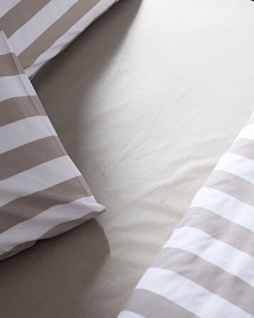 Avignon King Size %100 Pamuk Ranforce Baskılı Nevresim Takımı - Bej