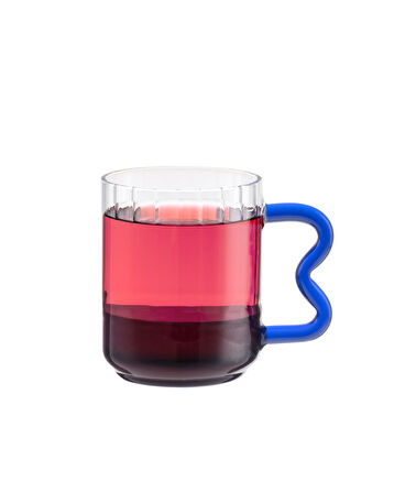Rona Borosilikat Cam Kupa - Mavi - 370 ml