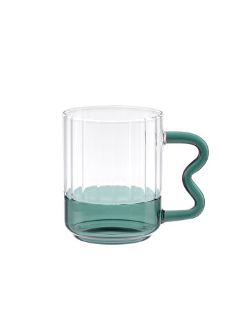 Rona Borosilikat Cam Kupa - Yeşil - 370 ml