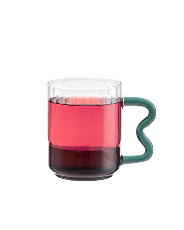 Rona Borosilikat Cam Kupa - Yeşil - 370 ml