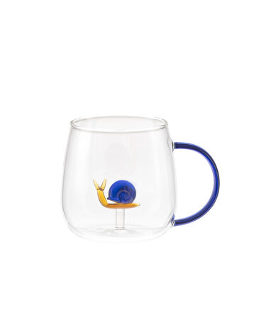Lucia Borosilikat Cam Kupa - Sarı/Mavi - 400 ml