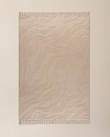 Pluie Rölyef Halı - Bej - 190x290 cm