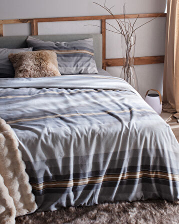 Destry King Size %100 Pamuk Flanel Nevresim Takımı - Gri