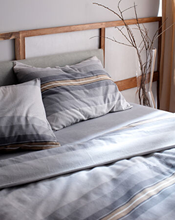 Destry King Size %100 Pamuk Flanel Nevresim Takımı - Gri