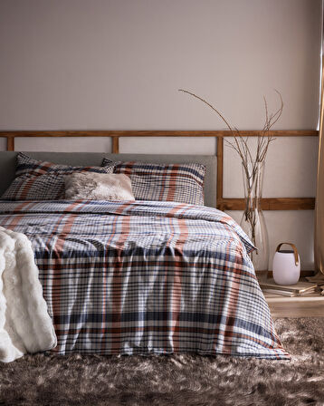 Boussy King Size %100 Pamuk Flanel Nevresim Takımı - Lacivert