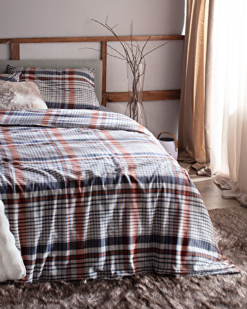 Boussy King Size %100 Pamuk Flanel Nevresim Takımı - Lacivert