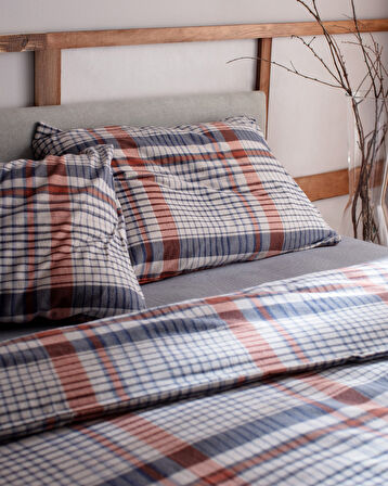 Boussy King Size %100 Pamuk Flanel Nevresim Takımı - Lacivert