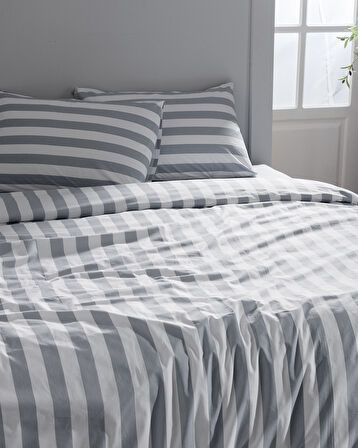 Avignon King Size %100 Pamuk Ranforce Baskılı Nevresim Takımı - Antrasit