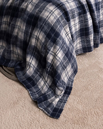 Talcy Çift Kişilik Battaniye - Gri/İndigo