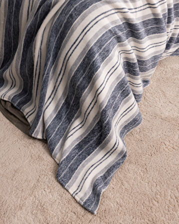 Nanny Çift Kişilik Battaniye - Gri/İndigo