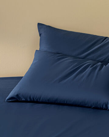 Manon King Size %100 Pamuk Ranforce Lastikli Çarşaf Takımı - Lacivert