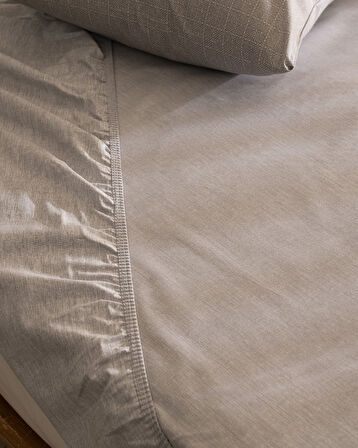 Odette Tek Kişilik %100 Pamuk Ranforce Lastikli Çarşaf Takımı - Gri