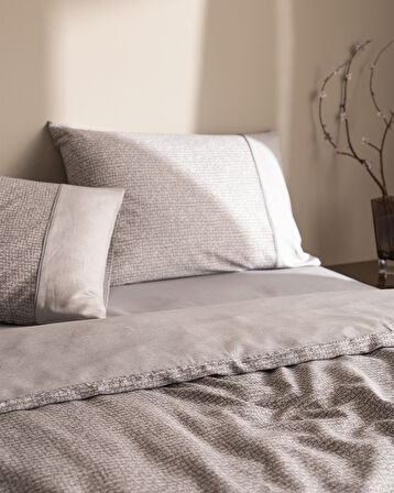 Orpen King Size %100 Pamuk Madame Coco Crep Baskılı Nevresim Takımı - Gri