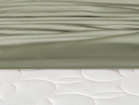 Ciel Tek Kişilik Plus %100 Pamuk Lastikli Saten Çarşaf - Haki