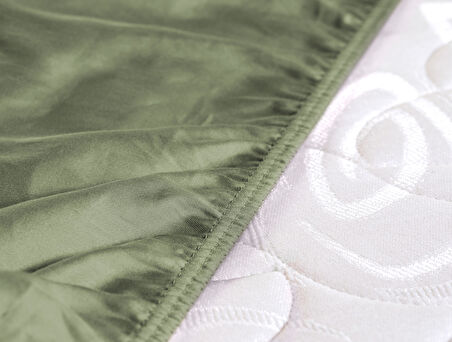 Ciel Tek Kişilik Plus %100 Pamuk Lastikli Saten Çarşaf - Haki