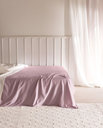 Ciel King Size %100 Pamuk Lastiksiz Saten Çarşaf - Açık Mürdüm
