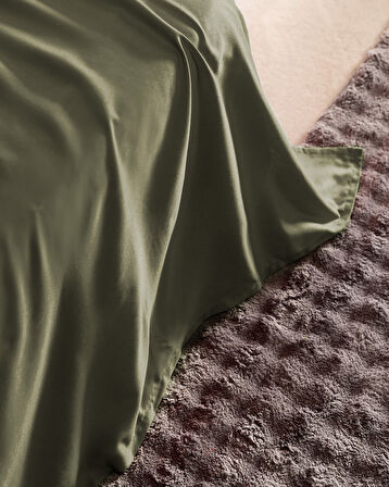 Ciel Çift Kişilik %100 Pamuk Lastiksiz Saten Çarşaf - Haki