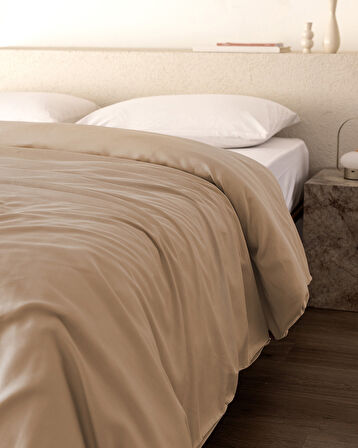 Ciel King Size %100 Pamuk Saten Nevresim - Bej