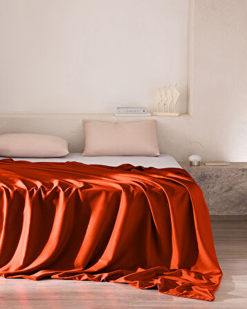 Ciel King Size %100 Pamuk Saten Nevresim - Turuncu