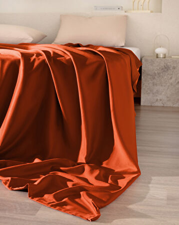 Ciel King Size %100 Pamuk Saten Nevresim - Turuncu