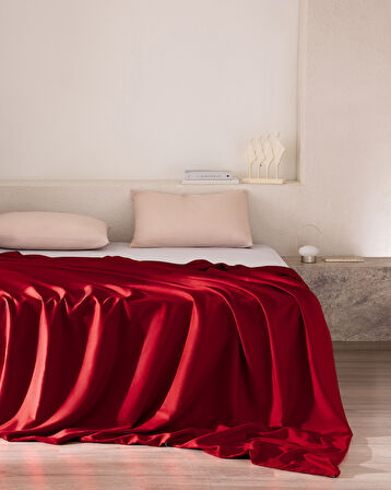 Ciel King Size %100 Pamuk Saten Nevresim - Kırmızı