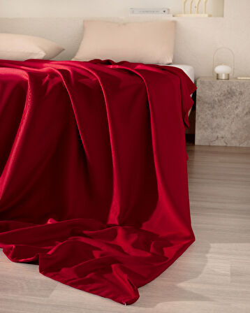 Ciel King Size %100 Pamuk Saten Nevresim - Kırmızı