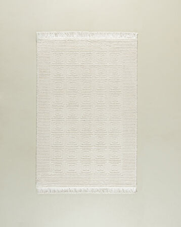Laura Saçaklı Halı - Krem - 200x290 cm