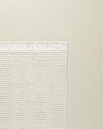 Laura Saçaklı Halı - Krem - 80x300 cm