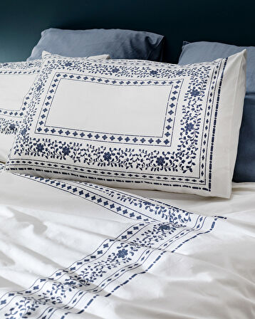 Arber King Size %100 Pamuk Nevresim Takımı - Lacivert