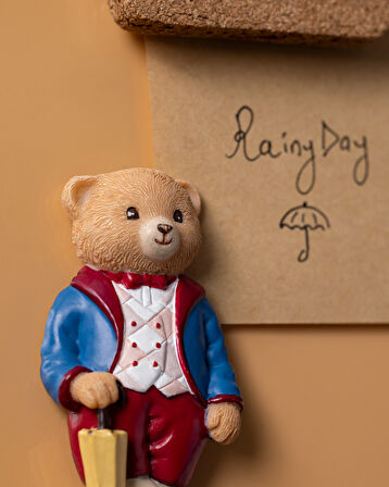 Jolie Bear Magnet - Lacivert/Bordo - 4x8 cm