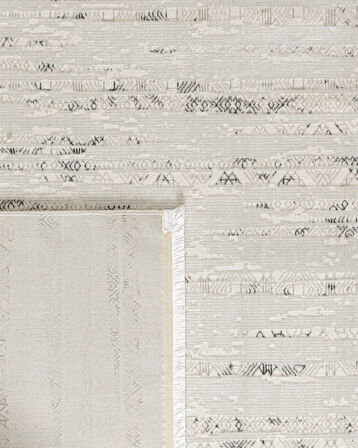 Beuil Halı - Beyaz/Gri - 80x150 cm