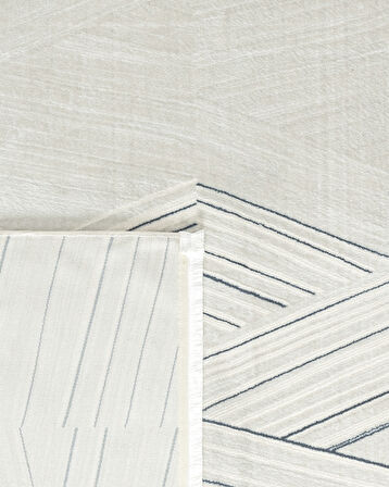 Annot Halı - Beyaz/Mavi - 80x300 cm