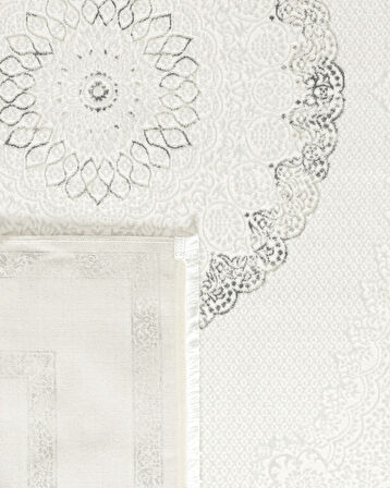 Mons Halı - Beyaz/Gri - 80x300 cm