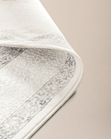 Mons Halı - Beyaz/Gri - 80x300 cm