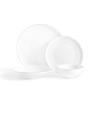 Mirage 6 Kişilik 24 Parça Yemek Takımı - Beyaz/Silver