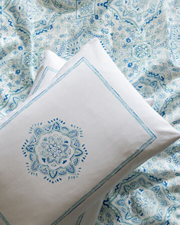 Alard King Size %100 Pamuk Karde Baskılı Pike Takımı - Mint Yeşili