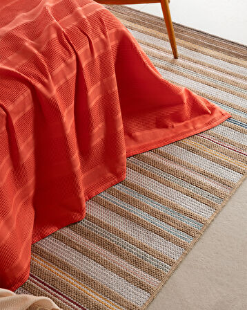 Mathilda King Size Pamuklu Ecocell Düz Pike Takımı - Mercan