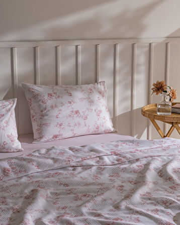 Tiny Tek Kişilik Pamuklu Ecocell Baskılı Pike Takımı - Pudra