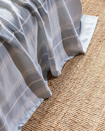 Edgard King Size Pamuklu Ecocell Baskılı Pike - Mavi