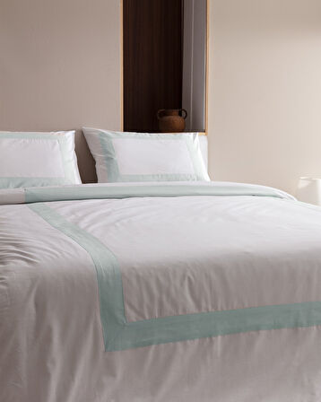 Valette King Size %100 Pamuk Nevresim Takımı - Beyaz/Mavi