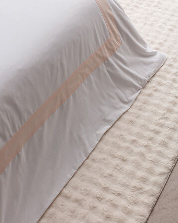 Valette King Size %100 Pamuk Nevresim Takımı - Beyaz/Pudra