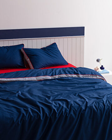 Allure King Size %100 Pamuk Nevresim Takımı - Lacivert