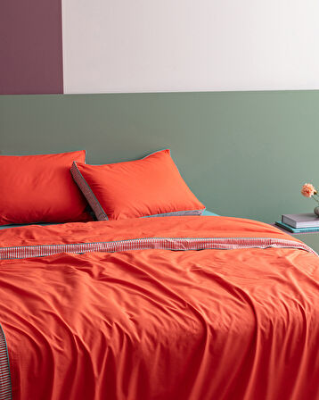Allure King Size %100 Pamuk Nevresim Takımı - Turuncu