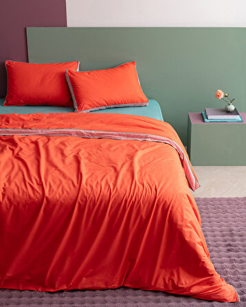 Allure King Size %100 Pamuk Nevresim Takımı - Turuncu