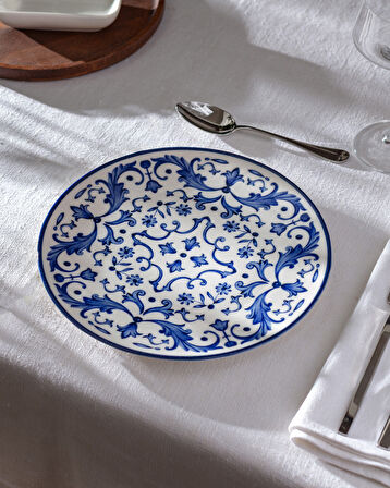 Reve Bleu Serenity Servis Tabağı - 25 cm - Mavi/Beyaz