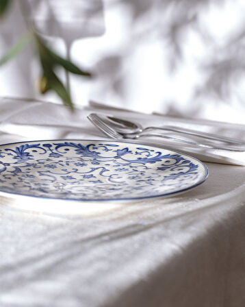Reve Bleu Serenity Servis Tabağı - 25 cm - Mavi/Beyaz